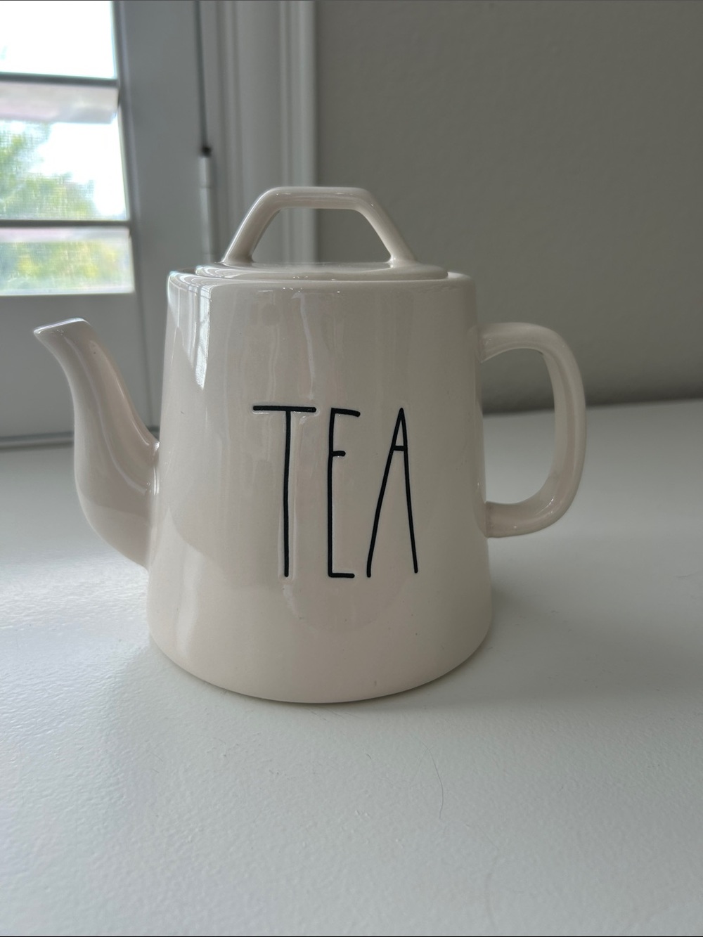 Rae Dunn Cream Ceramic Teapot with 'TEA' Lettering